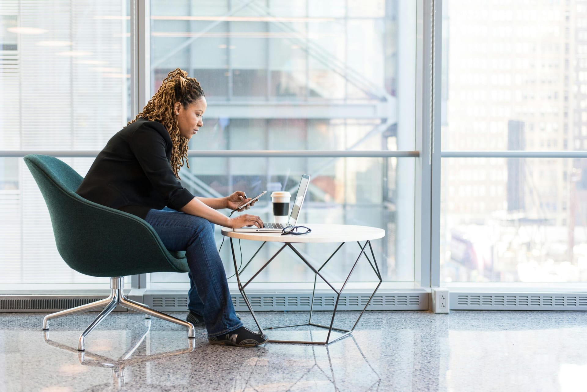 Photo by Christina Morillo: https://www.pexels.com/photo/woman-sitting-on-blue-and-gray-chair-1181245/